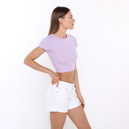 Women's T -shirt shortened, lavender color, size 42 (s)-1