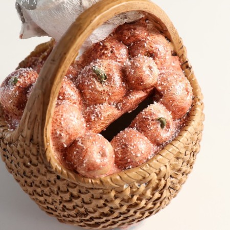 Piglite Polystone "Vorostone" in a scarf and hat, on a basket with apples "11x10.5x15.5 cm-4