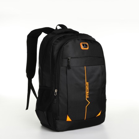 Youth backpack on a zipper, 4 pockets, black color/orange-2
