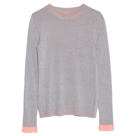 Female jumper in a rut with ruffles CONTE ELEGANT, size M, color Light Grey-Peach-3