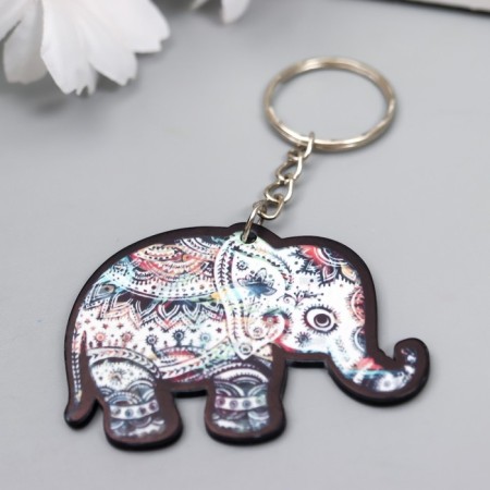 Acryl keychain "Elephant painted by henna" 3x5 cm-1