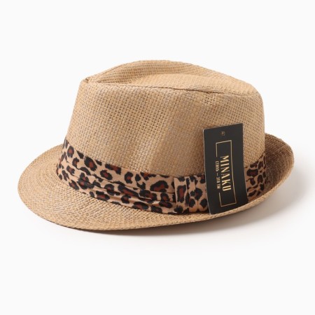 Women's hat minku "Leopard", size 56-58, brown color-4
