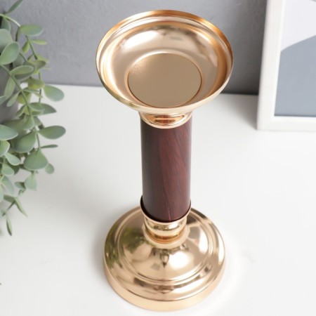 Summary Metal for 1 candle "Classic" under wood, gold 24.5x10x10 cm-2