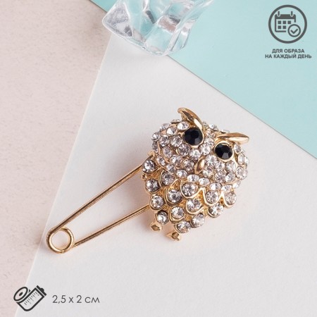Bulavka "Filin", 2.5 cm, black and white color in gold-3