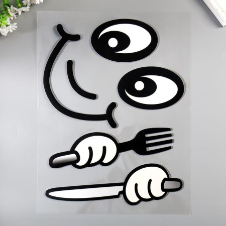 Plastic sticker on a closet/refrigerator "Muzzle" mix 53x33 cm-2