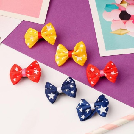 Hair clip "Bow" (set of 6 pcs) stars 3 cm, mix-1