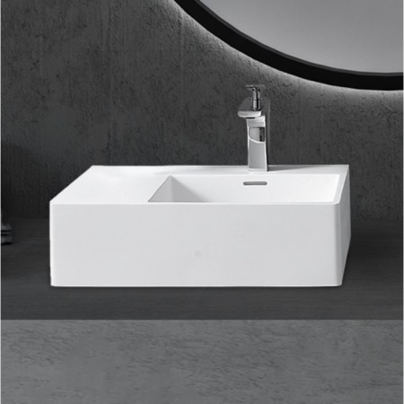 ABBER STEIN AS2644 R sink, suspended, 560x385x160 mm, right, white