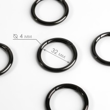 Karabin ring, d = 32/40 mm, thickness - 4 mm, 5 pcs, black nickel color