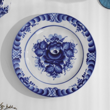 Plate "Flower", d = 24 cm, gzhel-2