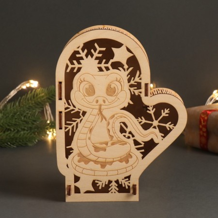 New Year's Basket-Warehouse "Snake and Snowflakes" 21x16x5 cm