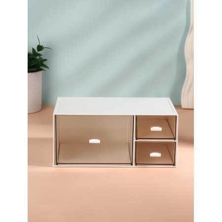 BASIC organizer for storage, multi -level, 3 sections, 22.9 × 17.5 × 10 cm, white/transparent color-5