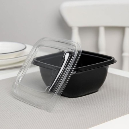 A set of plastic disposable containers, 550 ml, 12.6 × 12.6 × 6 cm, 5 pcs, black color-1