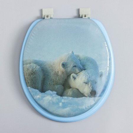The toilet seat with a lid, Rossplast, 43 × 37 cm, soft, blue color, Mix drawing-5