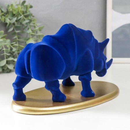 Polystone souvenir "Blue rhino on the stand" FLCA 12.8x22.5x13.5 cm-3