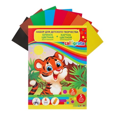 A4 children's creativity set, 5 sheets Cardboard Color Nomaded + 5 sheets paper double -sided paper-1