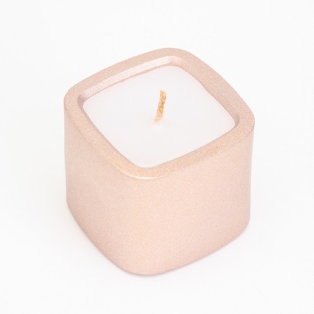 Candle "Square. Marble" in a candlestick of gypsum is small, 5x4.5 cm, champagne-2