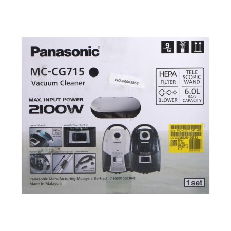 Vacuum cleaner Panasonic MC-CG715 K, bag, 2100 watts, 6 l, 65 dB, cord 5 m, black-18
