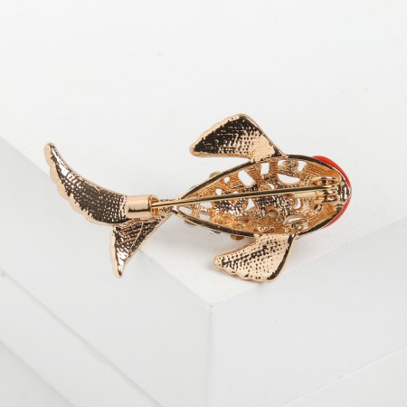 Brooch "Fish", Orange-white color in gold-1