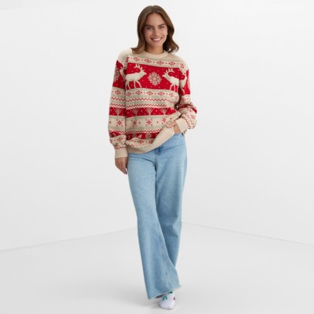 New Year. Knitted jumper KAFTAN Scandinavia size 50, red-6