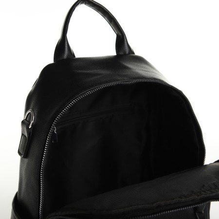 City backpack on lightning, from artificial leather, black color-5