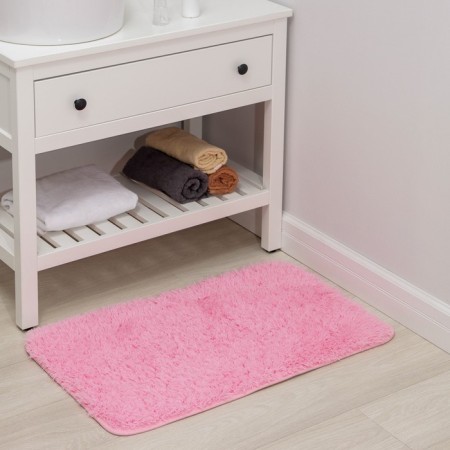 Bath and toilet rug “fluffy”, 50 × 80 cm, pink color