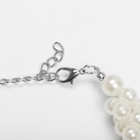 The necklace with pearls "burn" dense, bead No. 8, milk color in silver, 40 cm-2