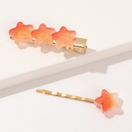 Hair hairpins "Princess" Orange stars, 8.5 x 11 cm-2