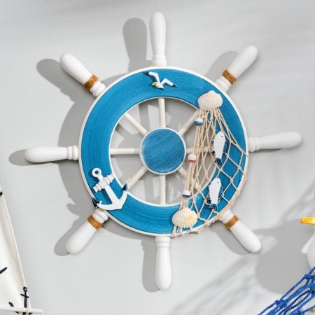 Interior decor "helm" on the wall, white-blue, 32 x 32 x 2 cm-1