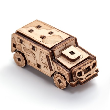 Wooden designer, prefabricated model "armored vehicle"-5