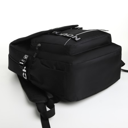 A backpack with a zipper, 2 external pockets, black color-2