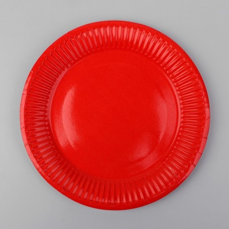 Plate disposable paper plain, red color-1