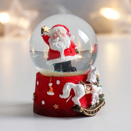 Souvenir Polystone Water Ball "Santa Claus with asterisk" 4.5x4.5x6.5 cm-1
