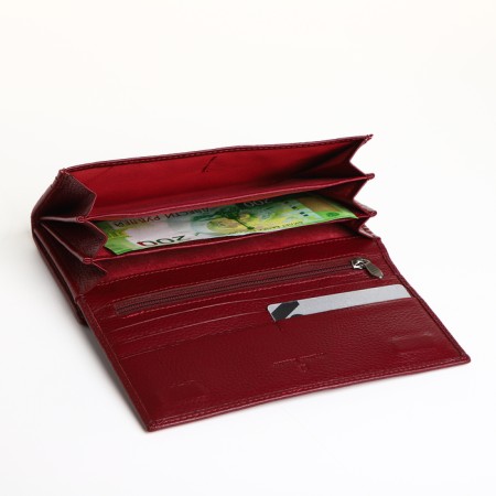 Women's wallet on a magnet, burgundy color-4