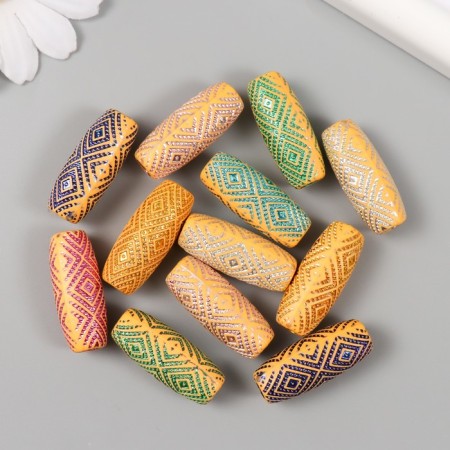 Beads for creativity plastic "Ethno. Double rhombus. Hologography" set 30 grams 1.2x1.2x3 cm