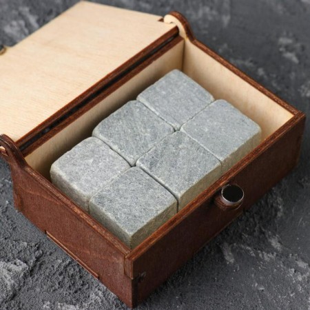 Stones for whiskey "Stones of the present", in a casket with a magnet, natural steat, 6 pcs-2
