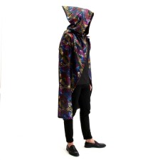 Adult carnival cloak, atlas, colored web, length 120 cm