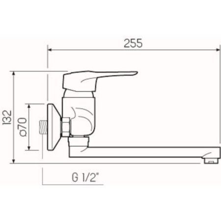Kitchen mixer "RMS" SL55-005, single-leaf, wall, pour 220 mm, zinc, chrome-2