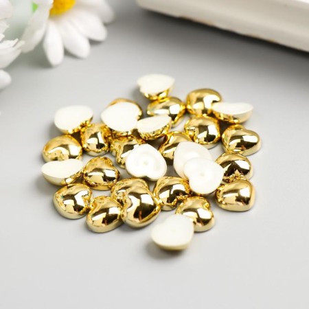 Decor for creativity plastic "heart" gold set 30 pcs 1x1 cm-1