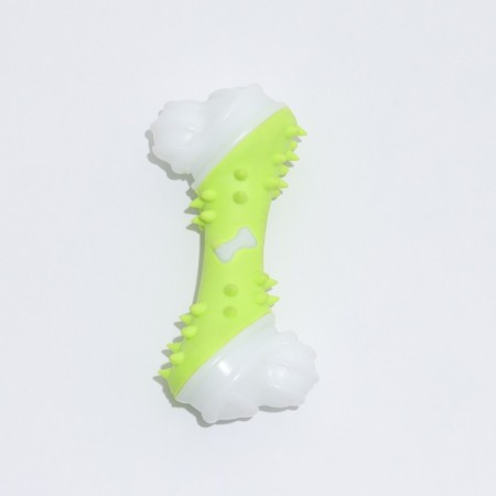 Two -layer toy (hard and soft plastic) "bone", 12 cm, green-2