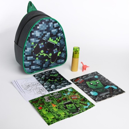 Gift set with a backpack for children "Pixel World"-1