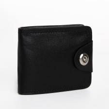 Male purse for magnet, department for bills, for maps, for coins, black color