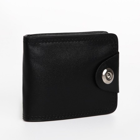 Male purse for magnet, department for bills, for maps, for coins, black color