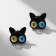 Earms with enamel "Montrustics" cat, black color