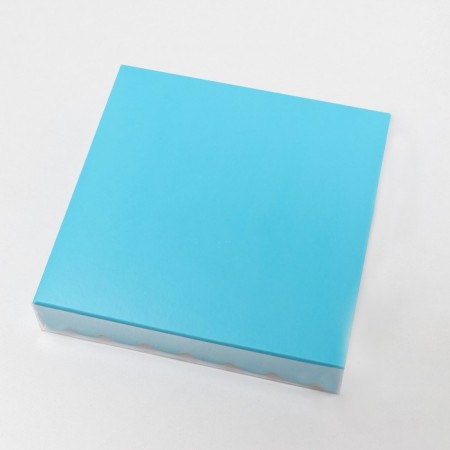 Box for cookies with PVC lid, blue, 15 x 15 x 3 cm-1