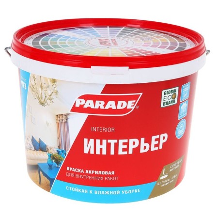 Acrylic interior paint Parade W3 Persistent for wet cleaning Superpoe matte 9 l