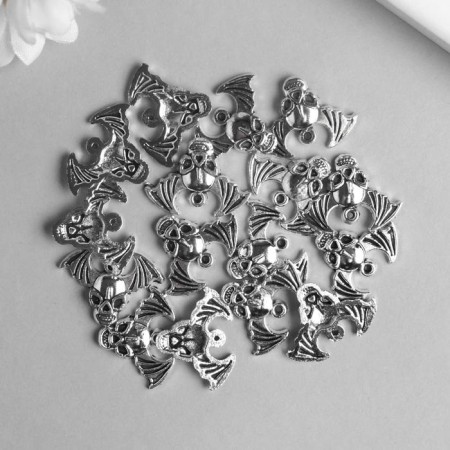 Decor Metal for creativity "Skull with wings" silver 1743 2.3x1.7 cm-2