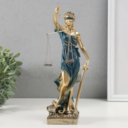 Souvenir Polystone "Goddess Femis" golden with blue 28x7x8 cm