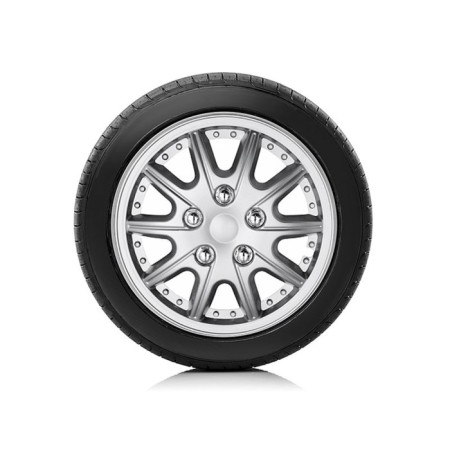 Wheel caps Autoprofi R15, PP plastic, adjusting rim, metallic, 370 mm, 4 pcs