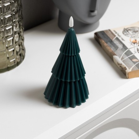 LED candle "Green Christmas tree" 10 × 18.5 × 10 cm, wax, battery CR2032, glow warm white-1