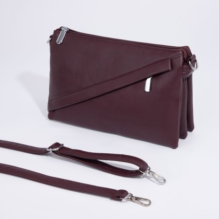 Cross-Bodi bag with zipper, burgundy color-3